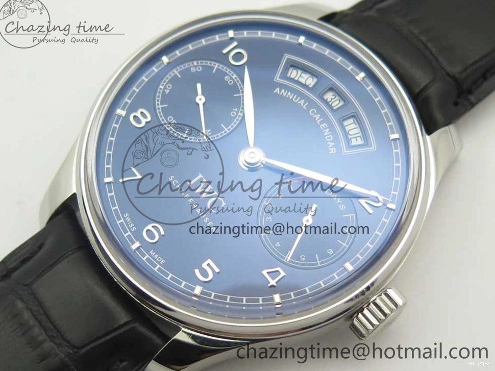 MIROTIME 0316 Portuguese Real PR Real Annual Calendar IW503502 ZF 1:1 Best Edition Blue Dial on Black Leather Strap A Breathable 7152